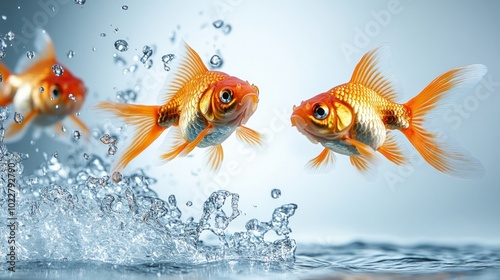 Goldfish Leaping Out of Water