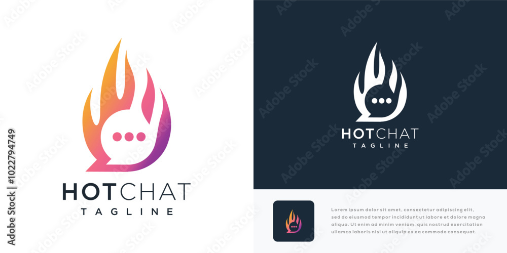 Fire chat vector logo design illustration. Fire logo icon with chat Fire chat vector logo design illustration. Fire logo icon with chat