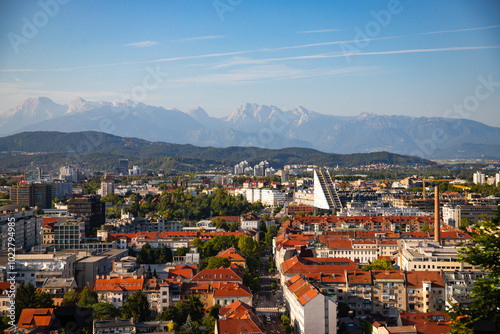 Ljubljana, the capital of Slovenia. Panorama view on the stunning sightseeing place