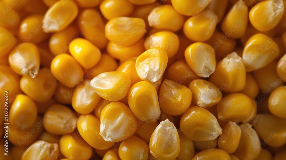 Close-up of fresh, yellow corn kernels, showcasing their vibrant color and natural texture. Close-up of fresh, yellow corn kernels, showcasing their vibrant color and natural texture.