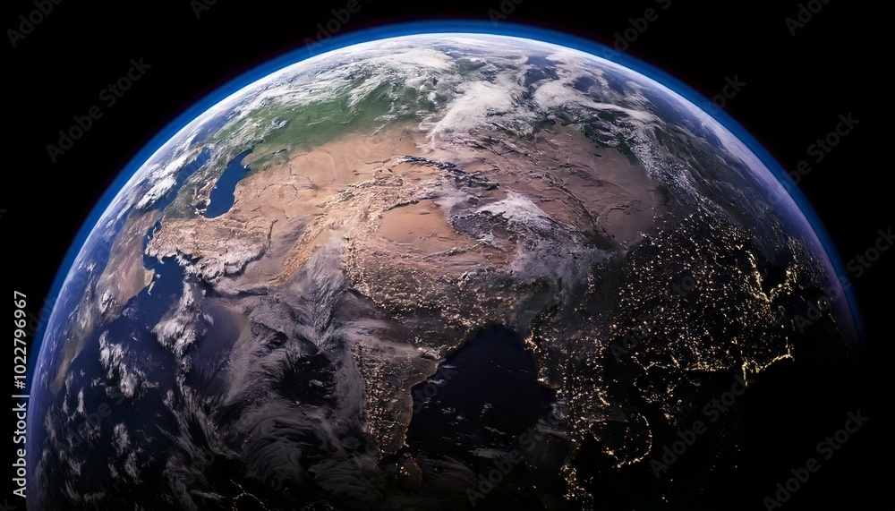 Fototapeta premium world zoom texture medium view on drark background