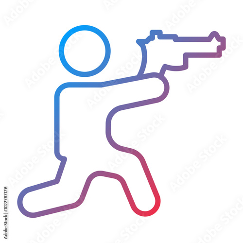 Shooting in sitting position icon style