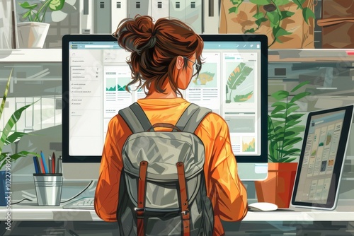 A woman browses available destinations on a travel website