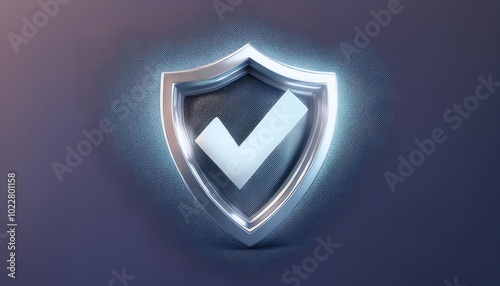 A digital shield icon with a tick, symbolizing security and protection in a modern, abstract design.