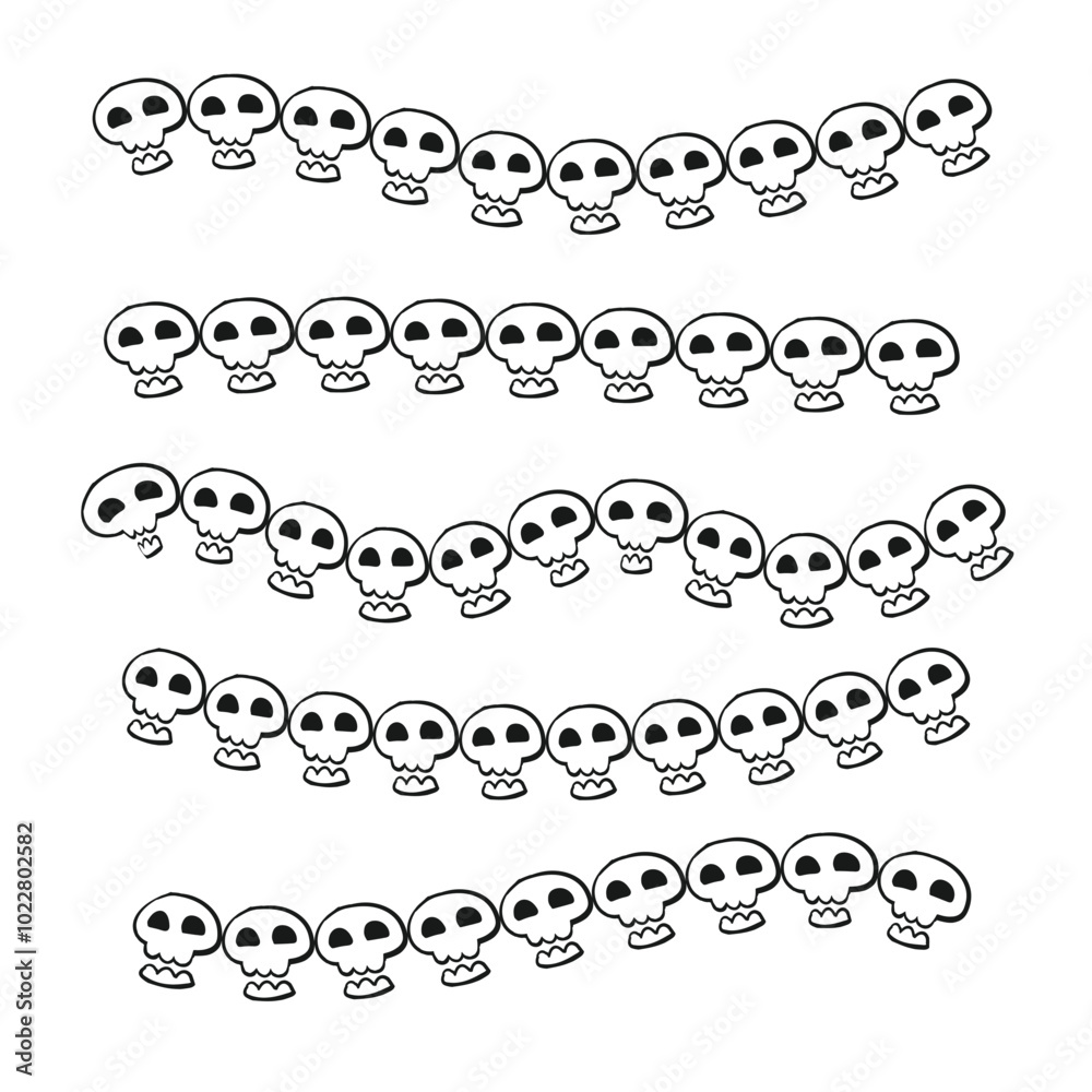 Halloween hand drawn skeleton skull strokes set design. Vector Halloween hand drawn skeleton skull strokes set design. Vector