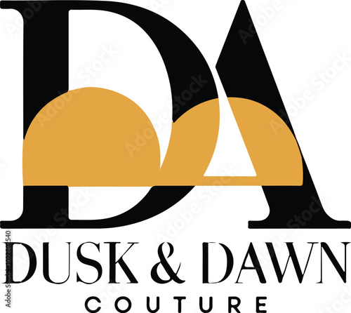 Clothing store logo design in the style of lettermark named Dusk & Dawn Couture. Generative AI.