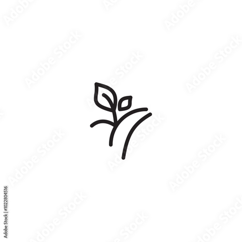 Sprout icon. Seedling symbol. Growing plant. Sprouting plant icon. Simple line art sprout.