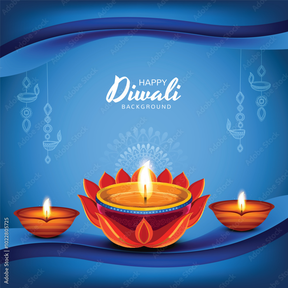 Happy diwali greeting card with diya in indian style background Happy diwali greeting card with diya in indian style background