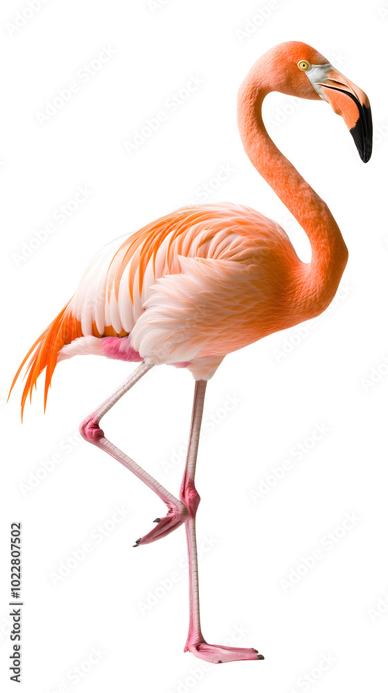 Fototapeta premium Pink flamingo isolated on white background