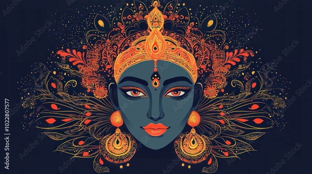 Abstract Durga Puja Illustration in Flat Style Abstract Durga Puja Illustration in Flat Style