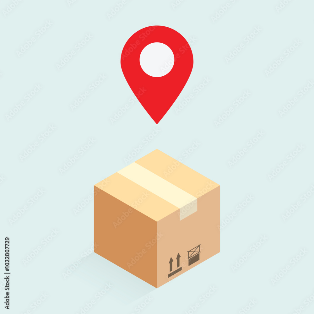 Express box and location pin icon. Vector illustration for shipping, logistics, or tracking deliveries Express box and location pin icon. Vector illustration for shipping, logistics, or tracking deliveries