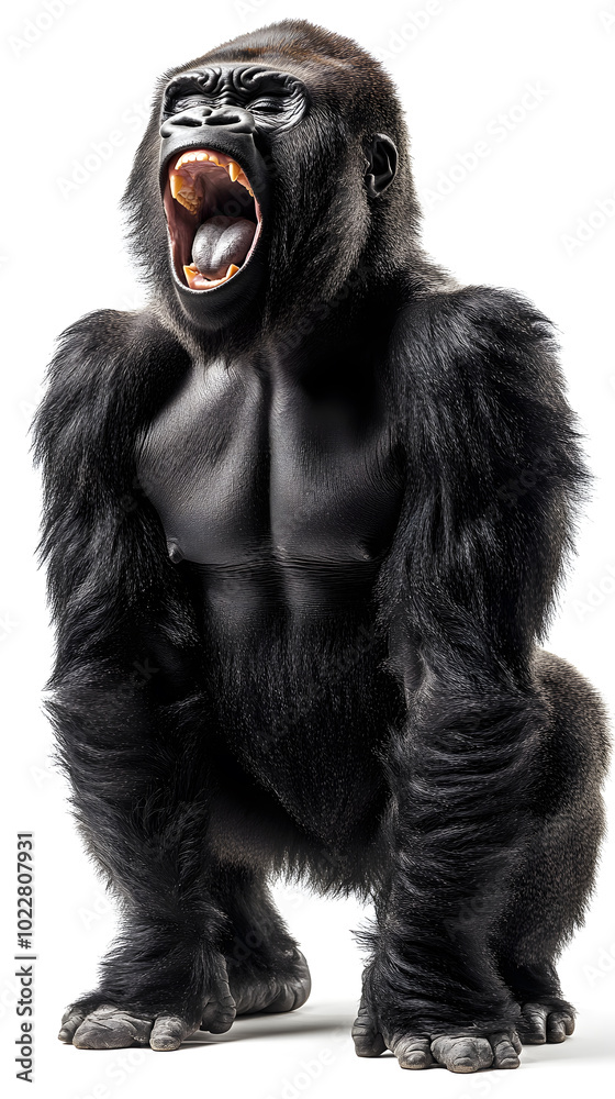 Strong gorilla standing isolated on white background Strong gorilla standing isolated on white background