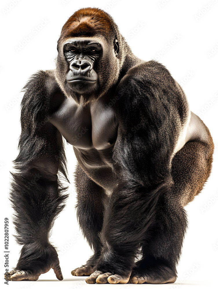 Strong gorilla standing isolated on white background Strong gorilla standing isolated on white background