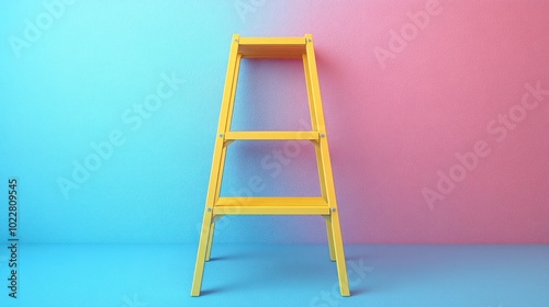 Yellow Ladder on Blue and Pink Background