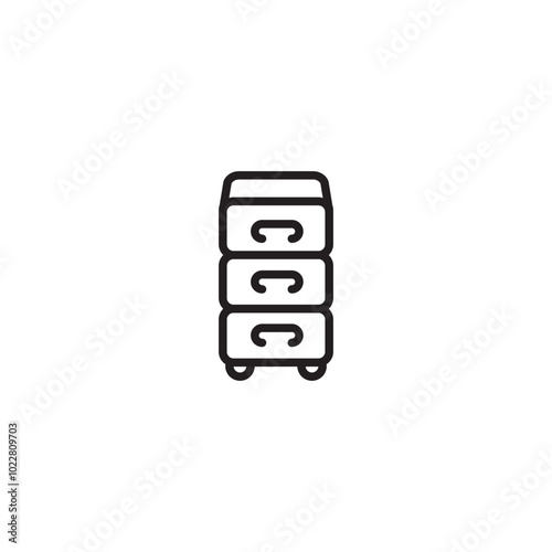 Dresser icon. Chest of drawers. Storage furniture. Bedroom storage furniture. Simple line art dresser.