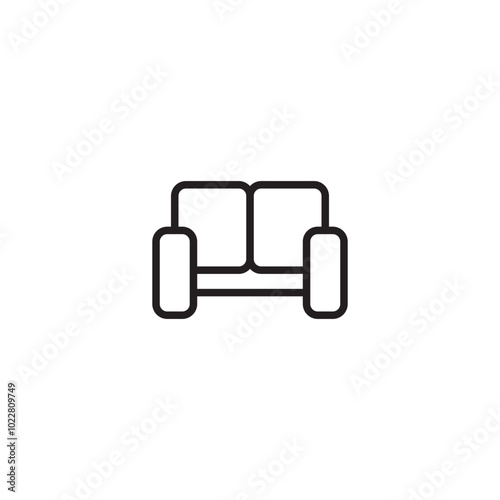 Sofa icon. Couch symbol. Furniture graphic. Loveseat symbol. Minimalist couch icon.
