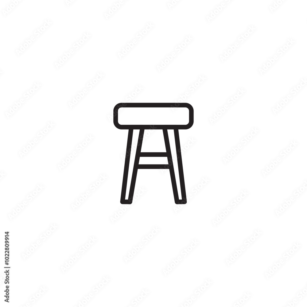Stool icon. Seat symbol. Furniture graphic. Simple stool icon. Simple line art stool. Stool icon. Seat symbol. Furniture graphic. Simple stool icon. Simple line art stool.