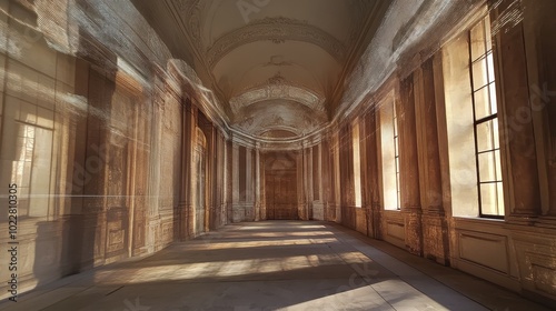 Majestic Archways and Grandeur of a Historic Palace Corridor