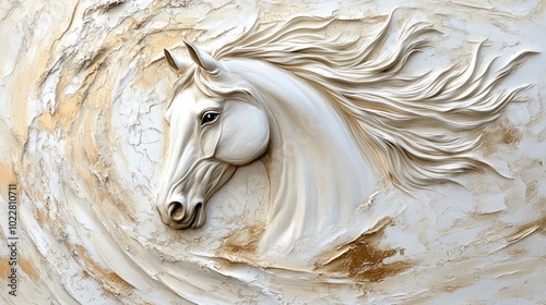 Fototapeta Naklejka Na Ścianę i Meble -  3D wall painting of a decorative horse for interior design