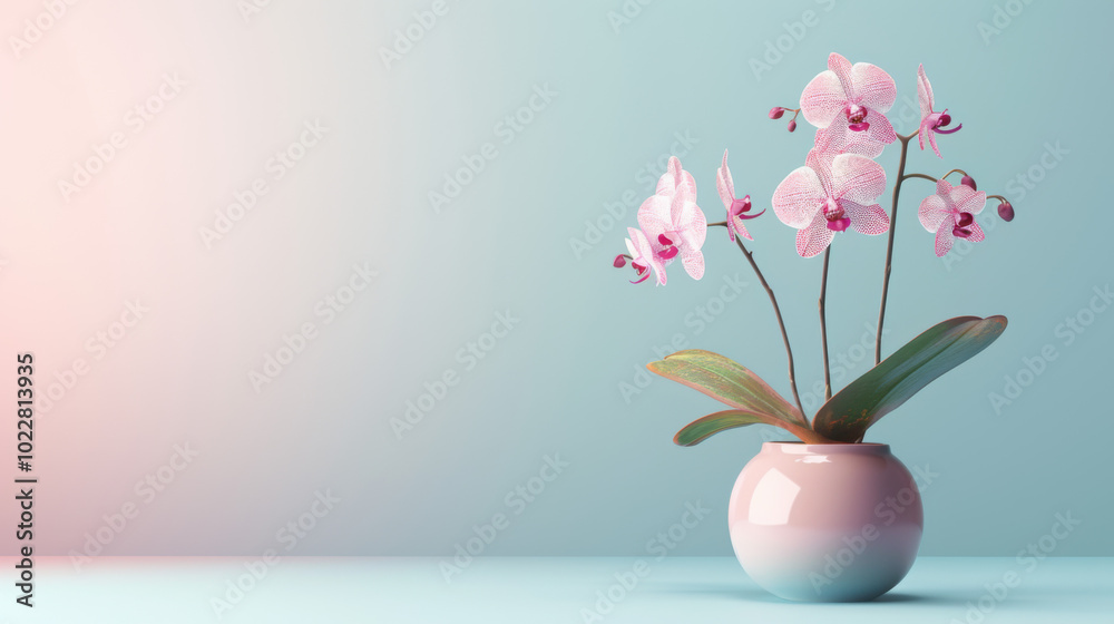 Pink Orchid in Pastel Pot Pink Orchid in Pastel Pot
