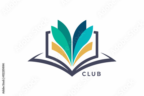 Minimalist book club logo design with abstract elements for branding