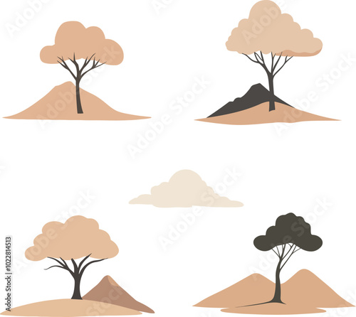 Minimalist Desert Tree Landscapes