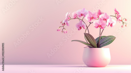 Pink Orchid in a Pink Pot