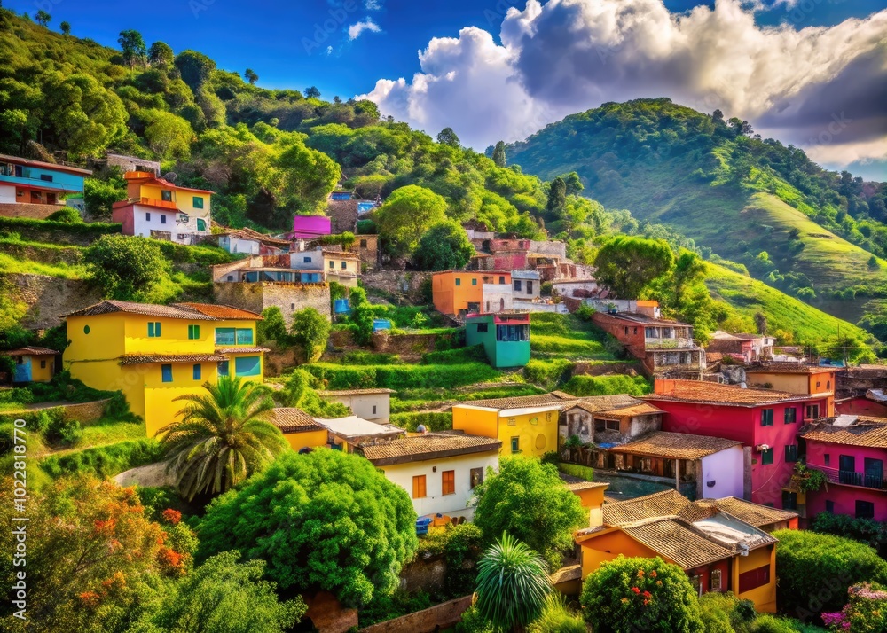 Fototapeta premium Tlalpujahua: Enchanting Mountain Village Surrounded by Lush Greenery and Vibrant Cultural Heritage