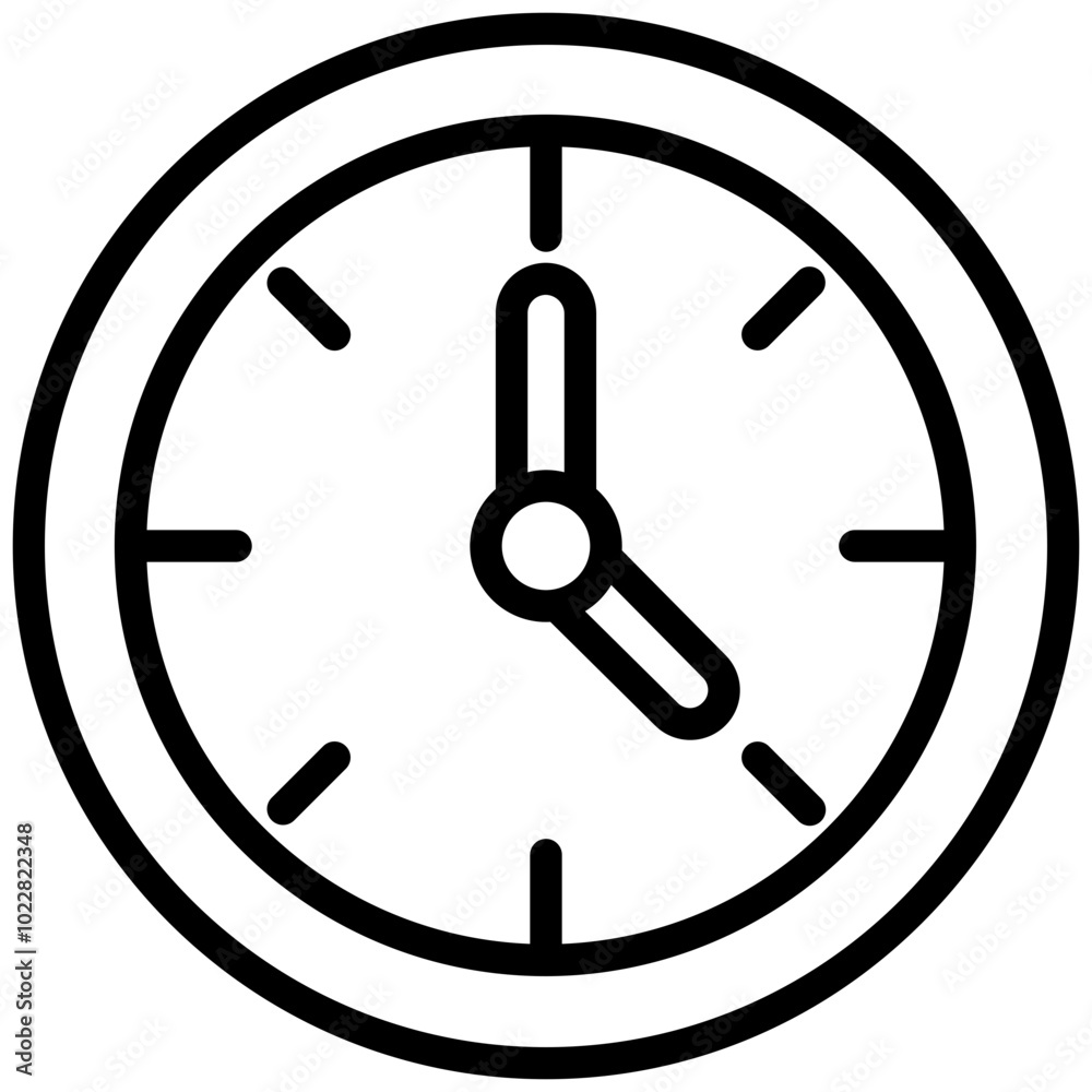 Clock Icon, Black And White Outline Icon Symbol