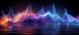 Futuristic Holographic Data Visualization: Glowing Blue and Purple Sound Waves