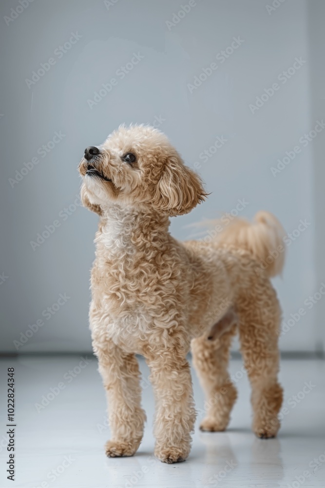 Happy Poodle Dog Side View Studio Photography Happy Poodle Dog Side View Studio Photography