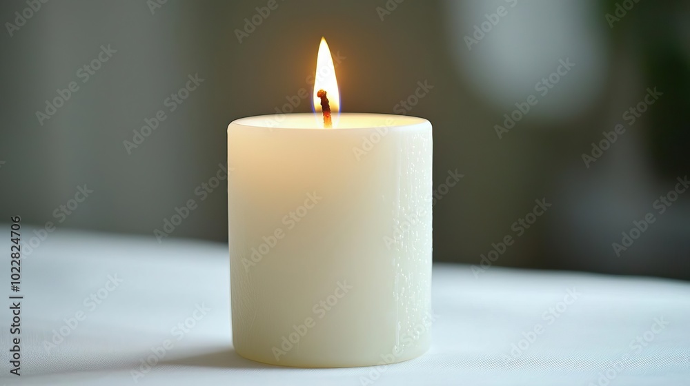 custom made wallpaper toronto digitalMinimalist composition featuring a white candle burning softly, with a simple white background, a study in serenity and simplicity