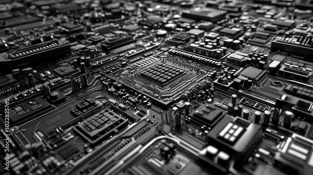 Abstract Close-Up of Circuit Board Technology
