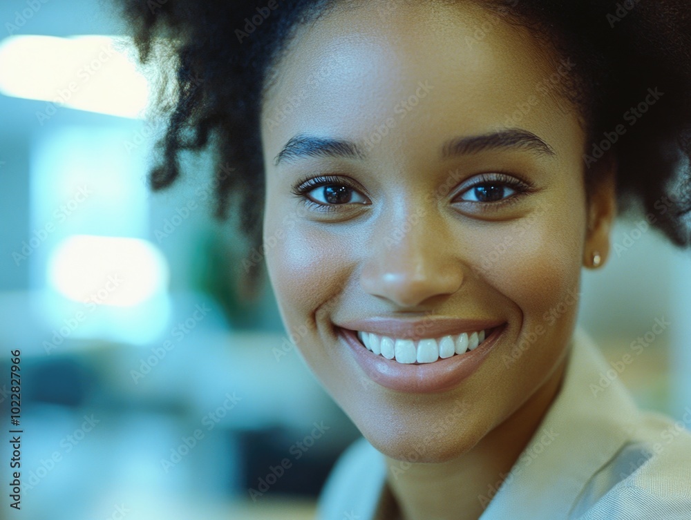 Positive Businesswoman in Office Setting Positive Businesswoman in Office Setting