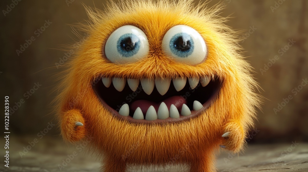 Cute Furry Monster with Big Teeth Cute Furry Monster with Big Teeth