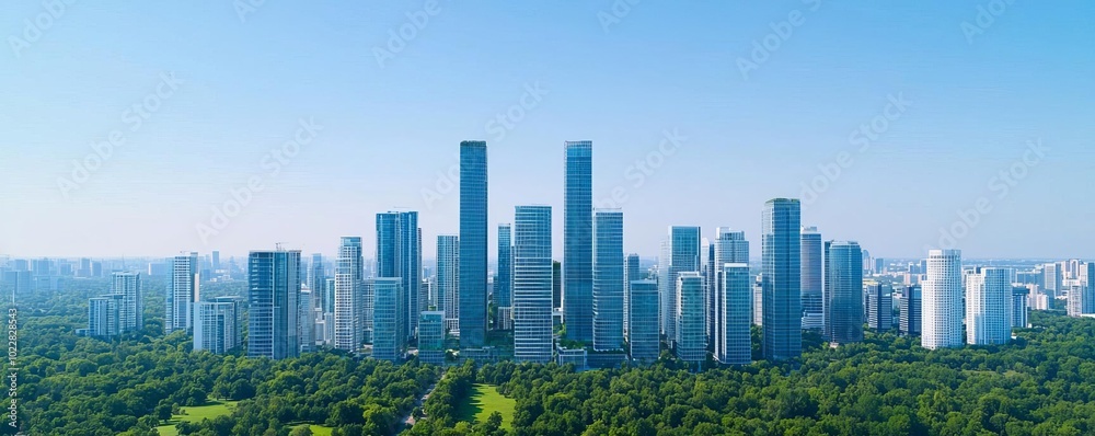 Obraz premium Bird seye view of a green urban landscape