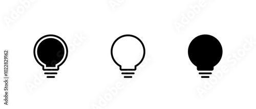 Light bulb icon set. Lamp, insight sign symbol