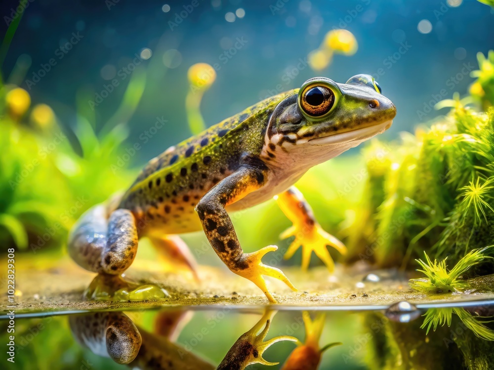 Transformation of a Tadpole to a Frog in Natural Habitat Showcasing Nature's Life Cycle Stages Transformation of a Tadpole to a Frog in Natural Habitat Showcasing Nature's Life Cycle Stages