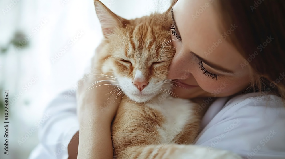 Happy veterinarian hugging dog and cat : Generative AI Happy veterinarian hugging dog and cat : Generative AI