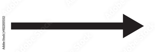 black large forward or right pointing solid long arrow icon sketched as vector symbol. Thin black arrow pointing right. Long, straight-line arrow icon in white. Graphic illustration for direction icon