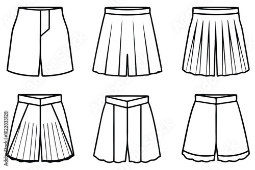 Set of cloths line art illustration