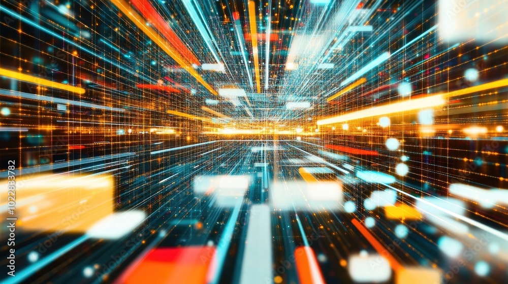 Fototapeta premium AI technology background with abstract circuits, data patterns, and glowing digital nodes representing future tech.