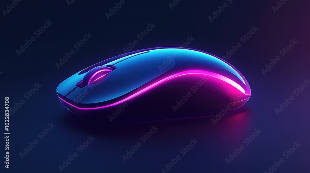 Sleek Neon Gaming Mouse on Dark Background Sleek Neon Gaming Mouse on Dark Background