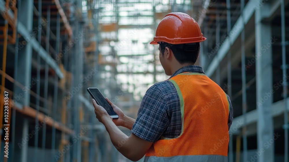 Construction Worker Using Phone Construction Worker Using Phone