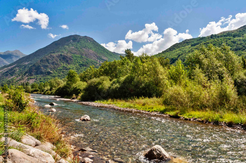 Serene River in a Lush Green Valley