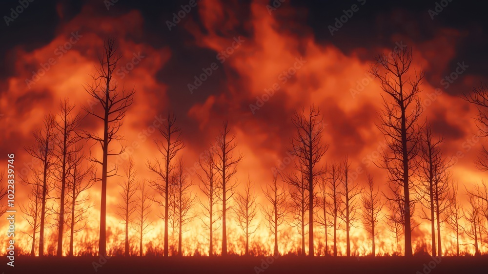 wildfires raging through forests, highlighting the devastating consequences of climate change. wildfires raging through forests, highlighting the devastating consequences of climate change.