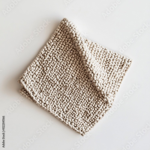 A natural fiber dishcloth on a white background. photo