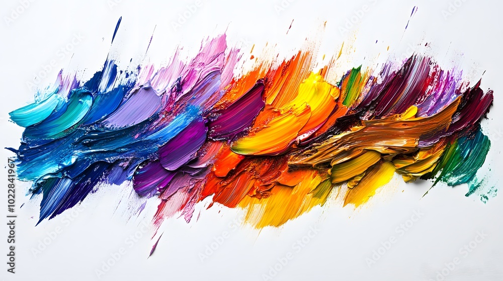 A stunning array of paint strokes in vibrant colors. The thick, textured application of paint creates a visually striking composition that highlights the beauty and variety of the color spectrum. A stunning array of paint strokes in vibrant colors. The thick, textured application of paint creates a visually striking composition that highlights the beauty and variety of the color spectrum.