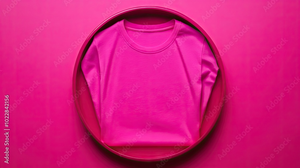 Feminine pink long sleeve t-shirt mockup, laid flat, ideal for presenting custom graphics or apparel designs.