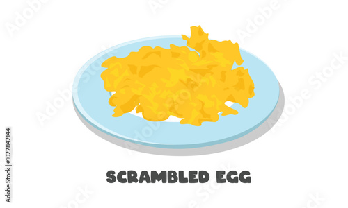 Scrambled egg vector. Scrambled egg dish clipart. Food vector. Egg dish. Flat vector in cartoon style isolated on white background.
